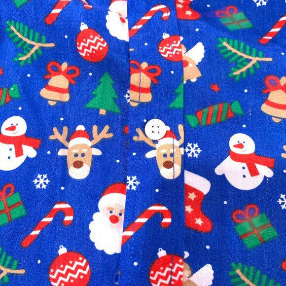 SIMON BANKS XL (17.5) Blue Holiday Christmas Button Front Shirt Men - Picture 9 of 11